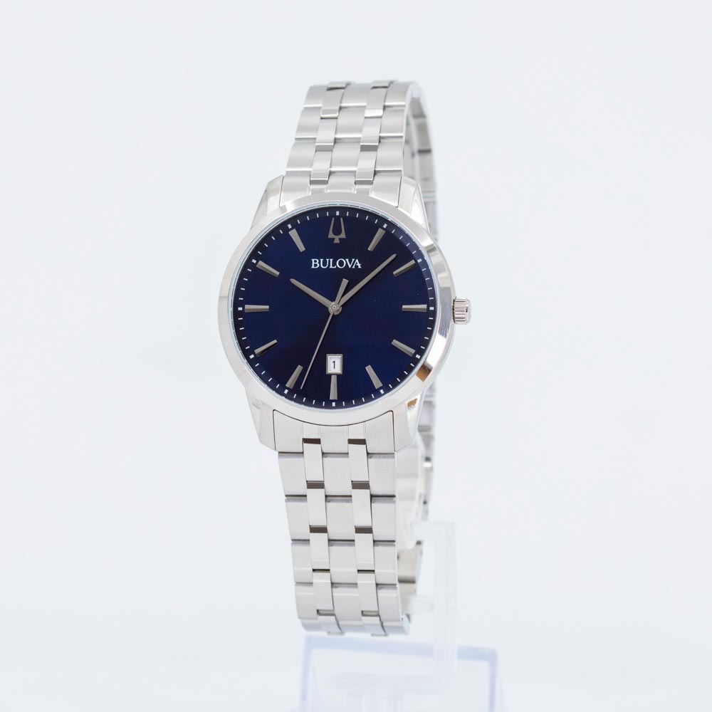96B338-Bulova Men's 96B338 Sutton Silver-Tone Blue Dial Watch