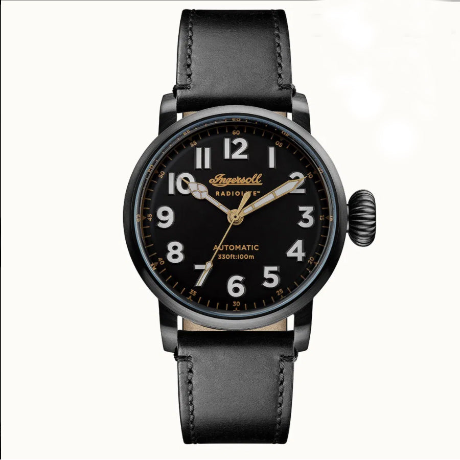 INI04805-Ingersoll Men's INI04805 Linden Automatic Black Dial Watch