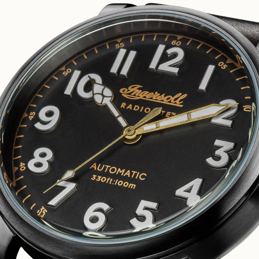 INI04805-Ingersoll Men's INI04805 Linden Automatic Black Dial Watch