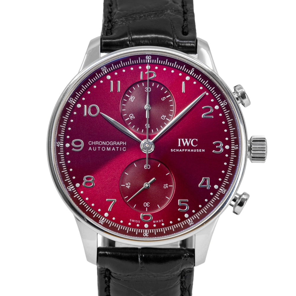 IW371616-IWC Men's IW371616 Portugieser Red Dial Auto Chronograph