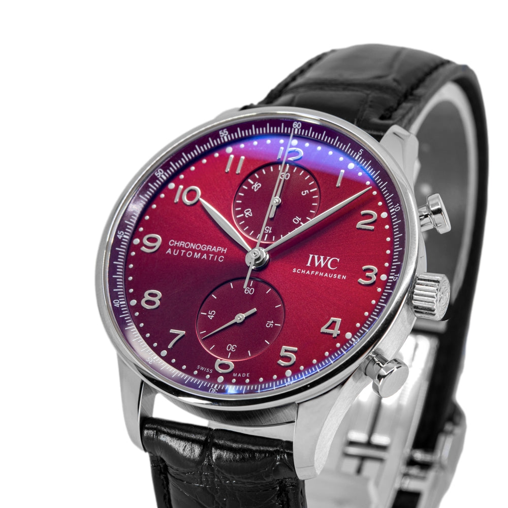 IW371616-IWC Men's IW371616 Portugieser Red Dial Auto Chronograph