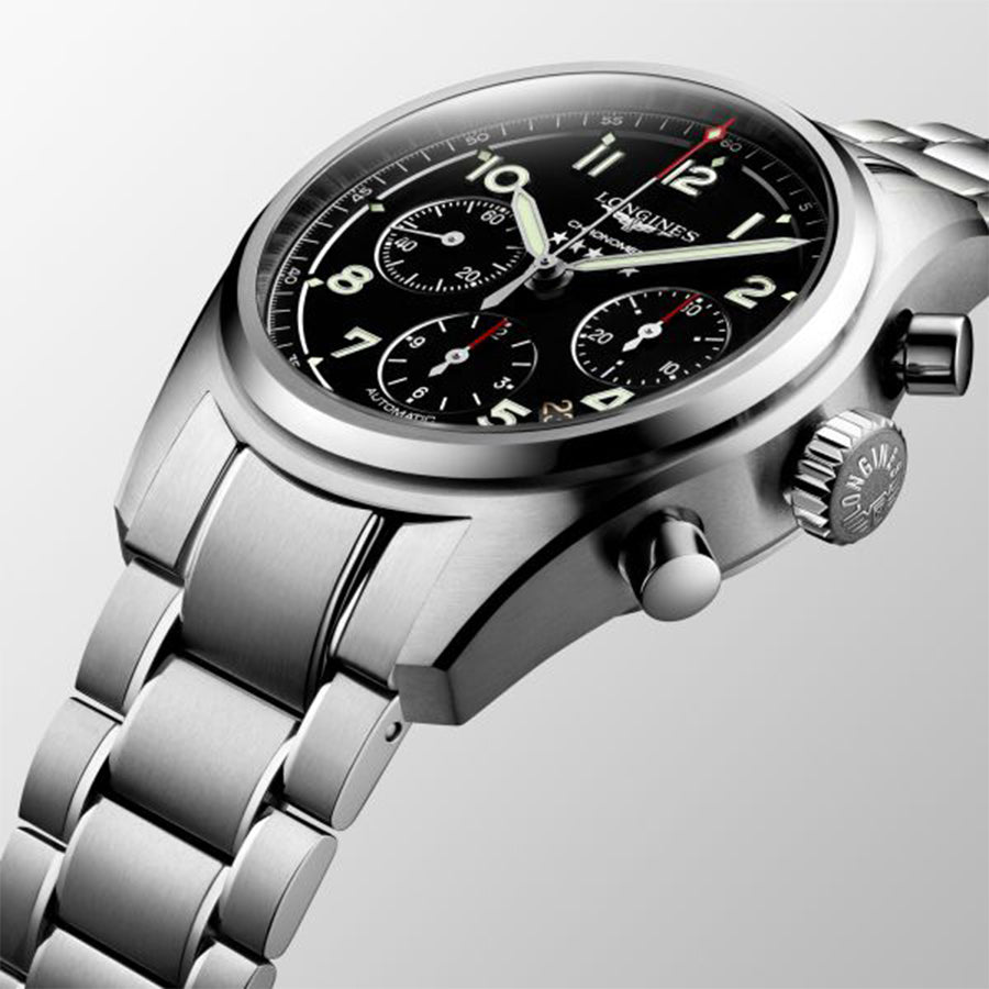 L38204536-Longines Men's L3.820.4.53.6 Spirit Black Dial Chrono Watch