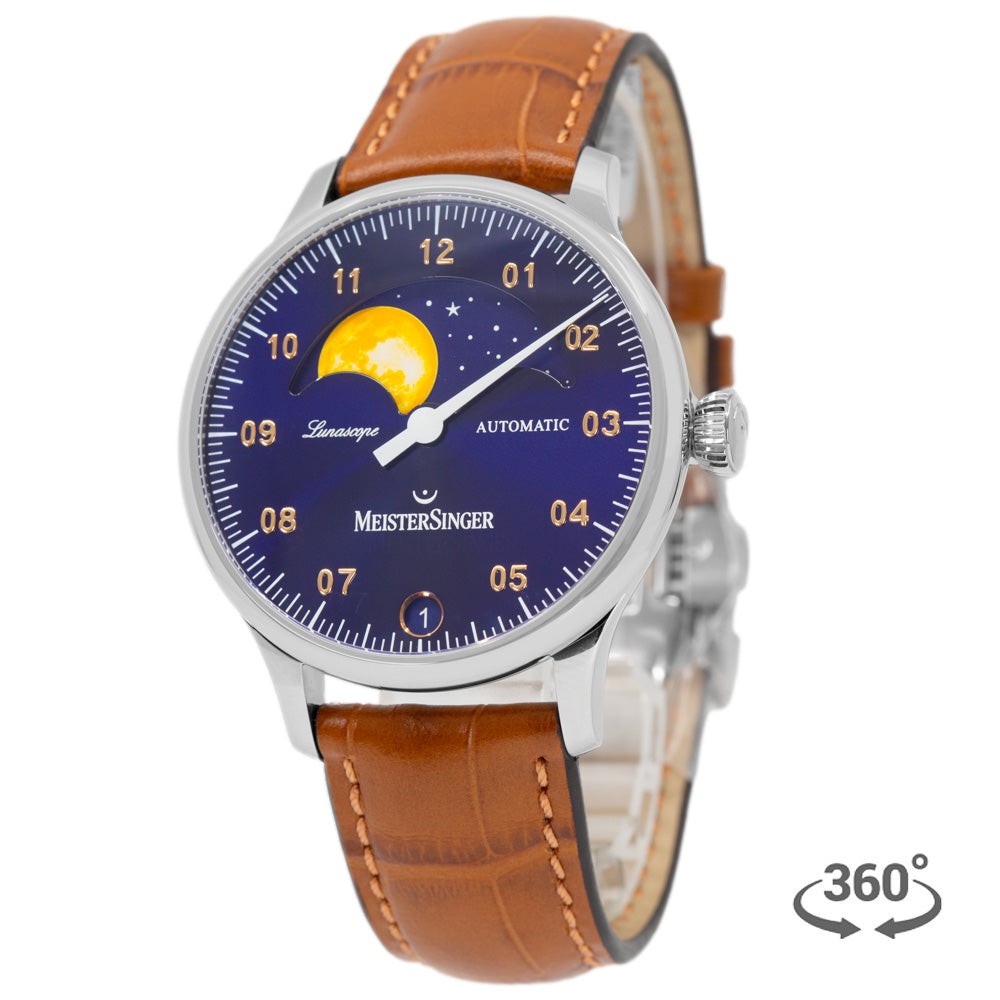 LS908G-MeisterSinger Men's LS908G Luna Scope Blue Dial Auto