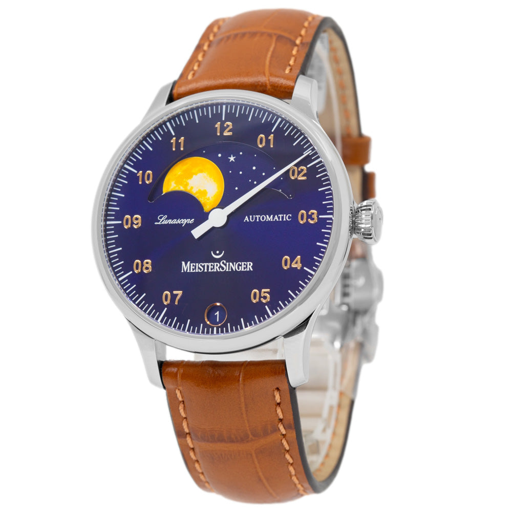 LS908G-MeisterSinger Men's LS908G Luna Scope Blue Dial Auto