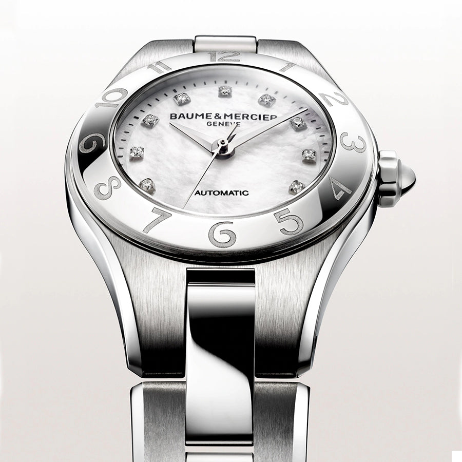 MOA10113-Baume&Mercier Ladies 10113 Linea Auto Diamond Set Watch