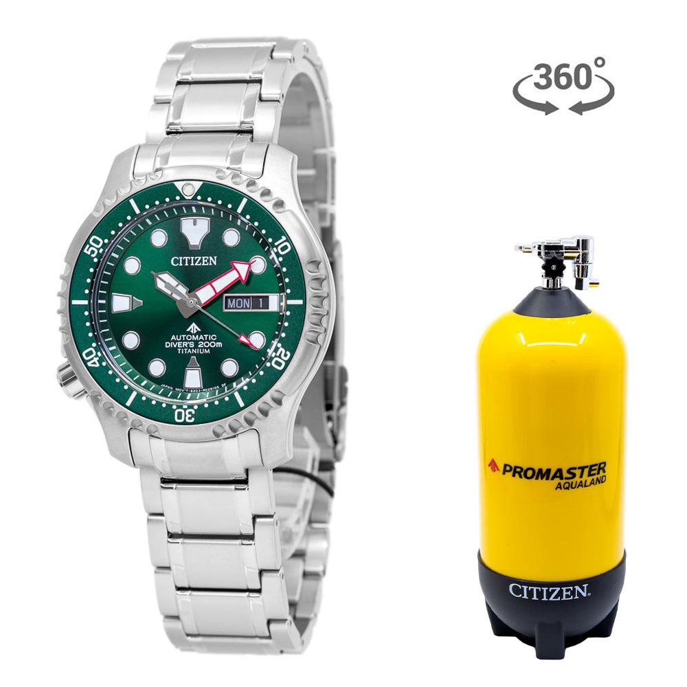 NY0100-50X-Citizen NY0100-50X Diver's Super Titanium 200mt Green Watch
