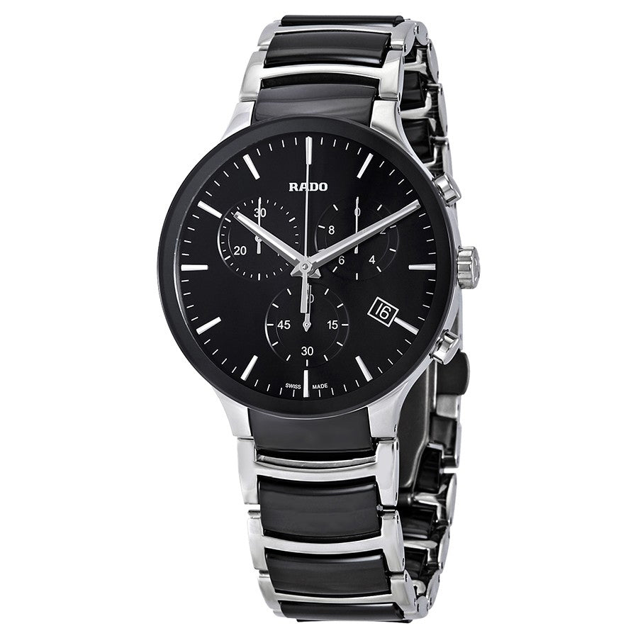 R30130152-Rado Men's R30130152 Centrix Chronograph Black Dial Watch