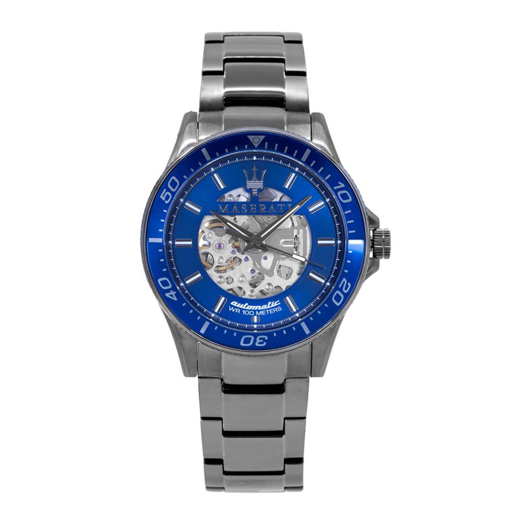 R8823140001-Maserati Men's R8823140001 SFIDA Skeleton Blue Dial Watch