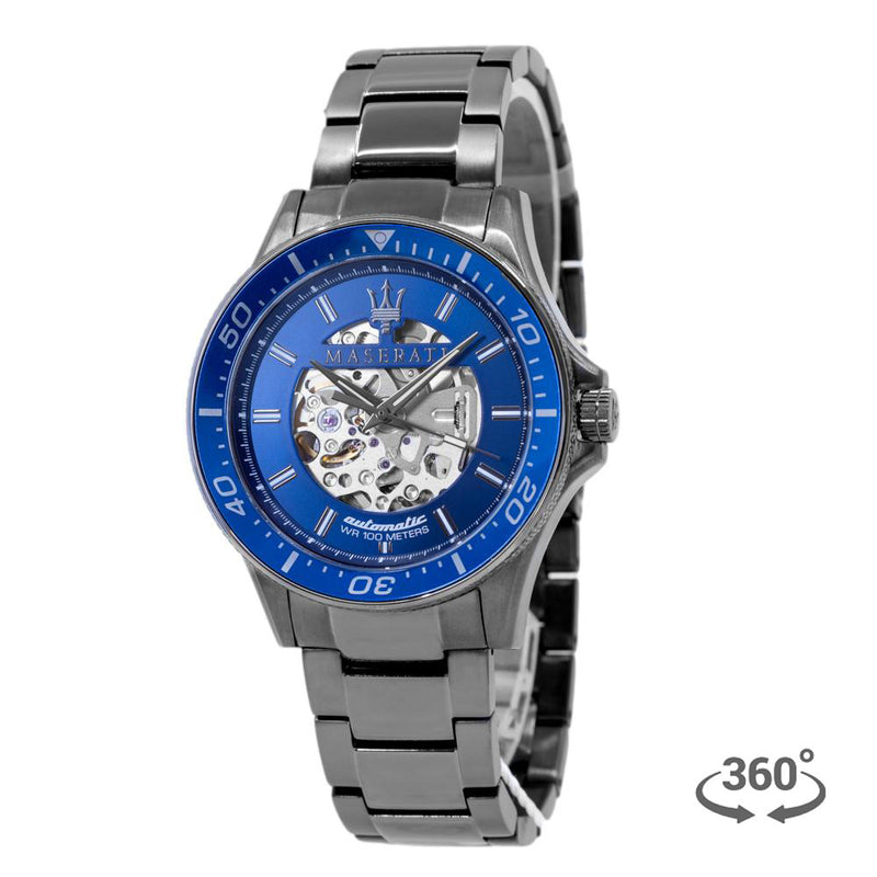 R8823140001-Maserati Men's R8823140001 SFIDA Skeleton Blue Dial Watch