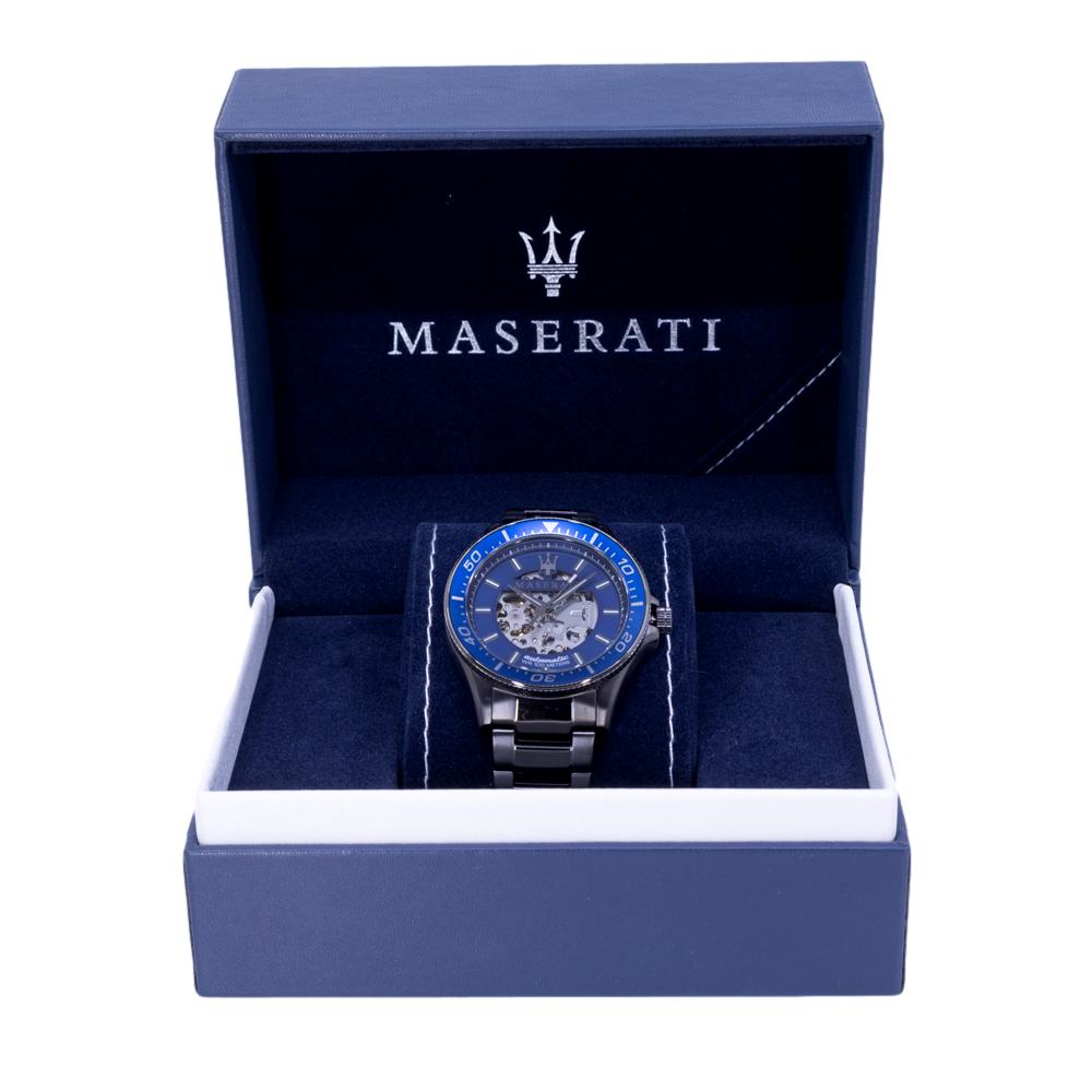 R8823140001-Maserati Men's R8823140001 SFIDA Skeleton Blue Dial Watch