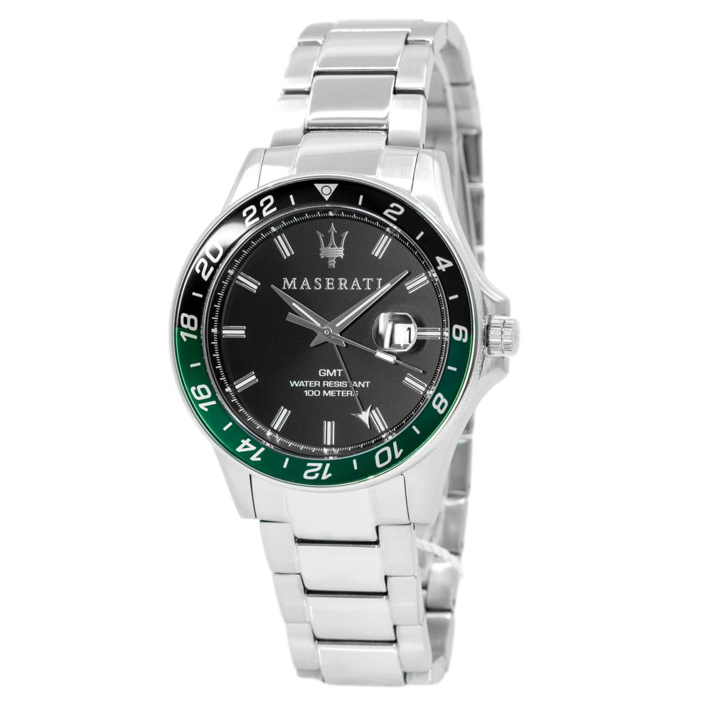 R8853140005-Maserati Men's R8853140005 SFIDA GMT Black Dial Watch