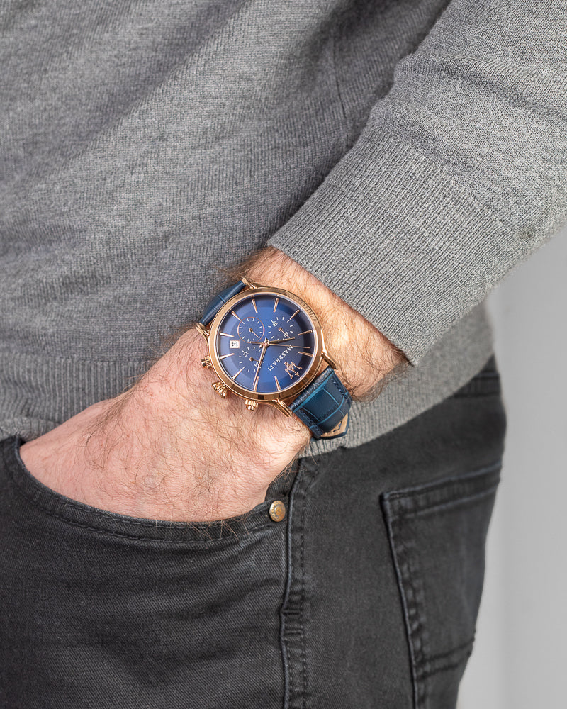 R8871618013-Maserati Men's R8871618013 Epoca Blue Dial Chrono Watch