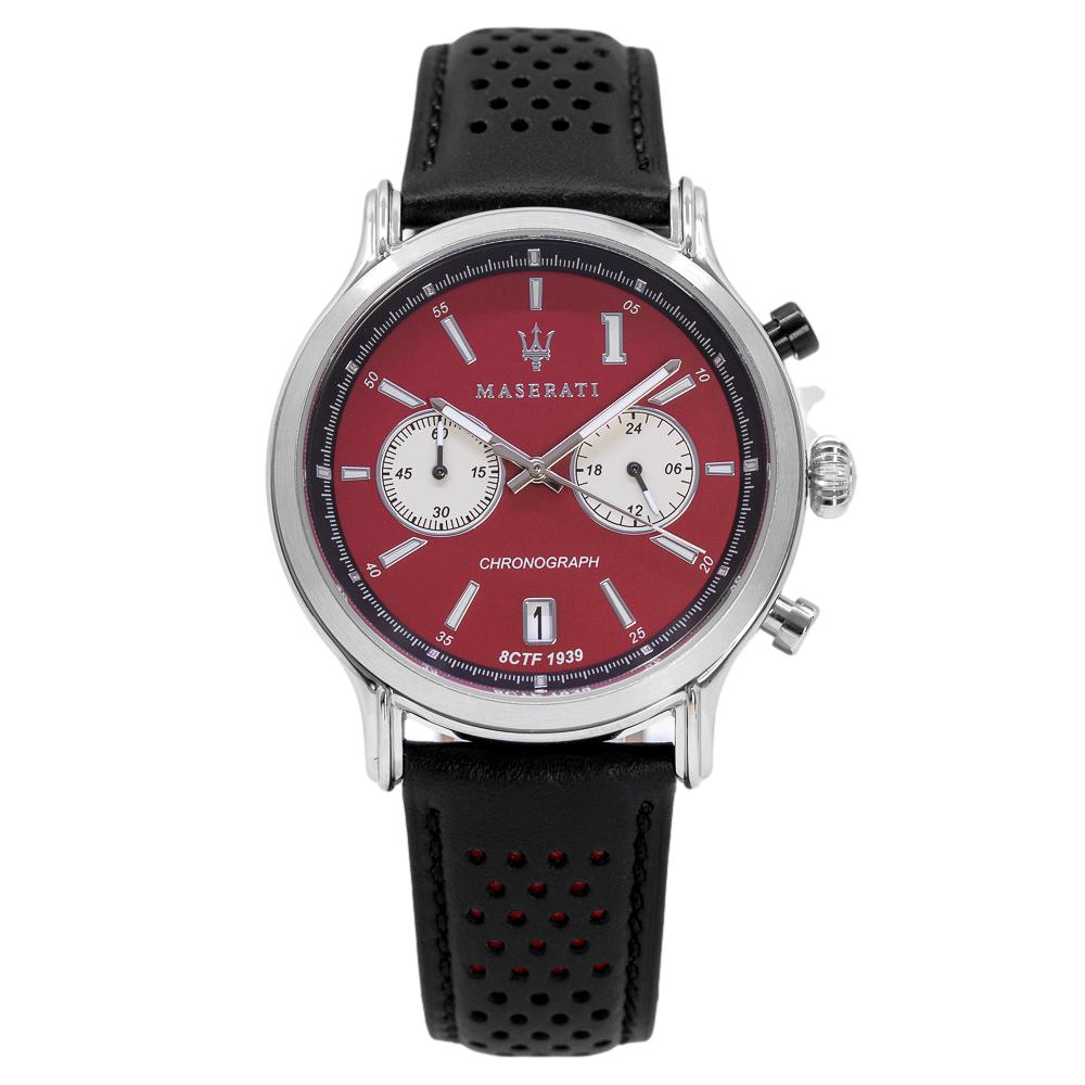 R8871638002-Maserati Men's R8871638002 Legend Red Dial Chrono Watch