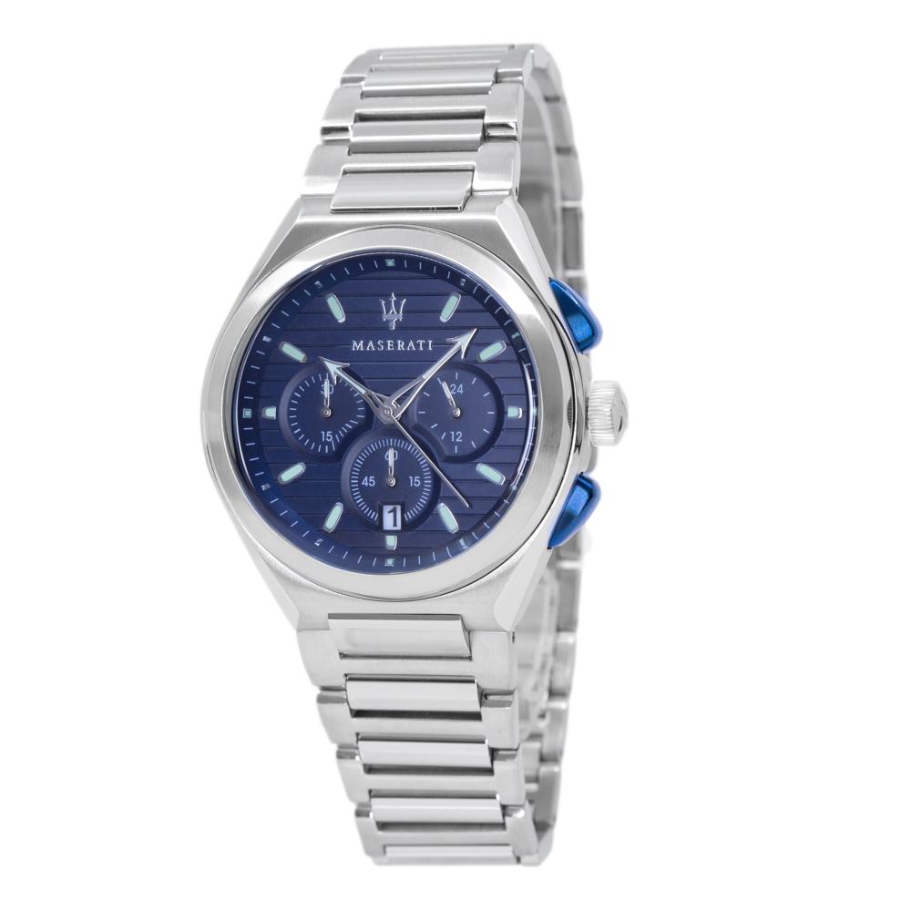 R8873639001-Maserati Men's R8873639001 Triconic Chrono Blue Dial Watch