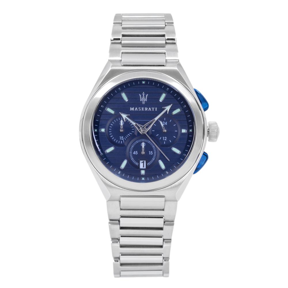 R8873639001-Maserati Men's R8873639001 Triconic Chrono Blue Dial Watch