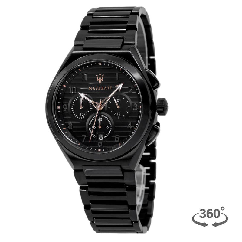 R8873639003-Maserati Men's R8873639003 Triconic Black Steel Watch