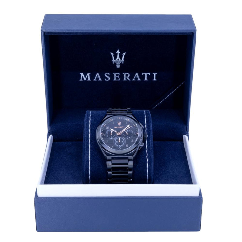 R8873639003-Maserati Men's R8873639003 Triconic Black Steel Watch