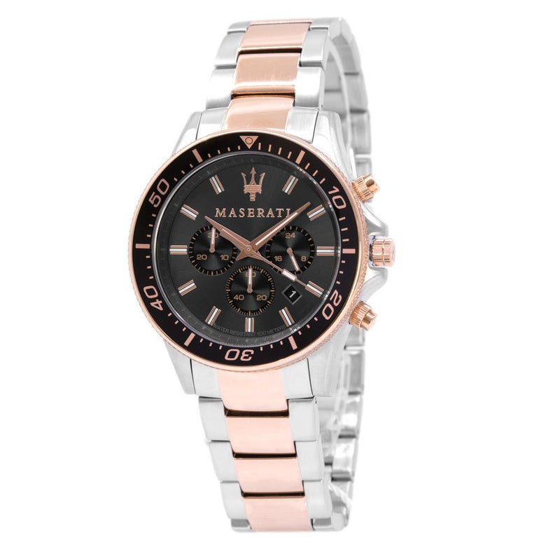 R8873640002-Maserati Men's R8873640002 SFIDA Chrono Black Dial Watch