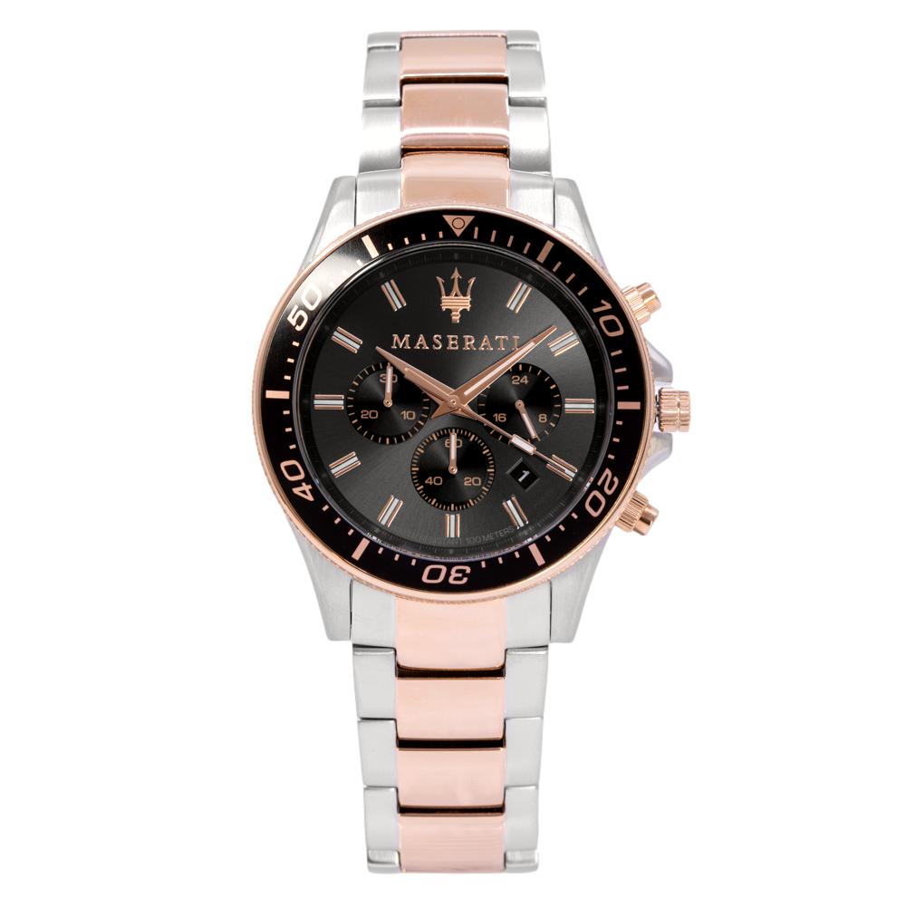 R8873640002-Maserati Men's R8873640002 SFIDA Chrono Black Dial Watch