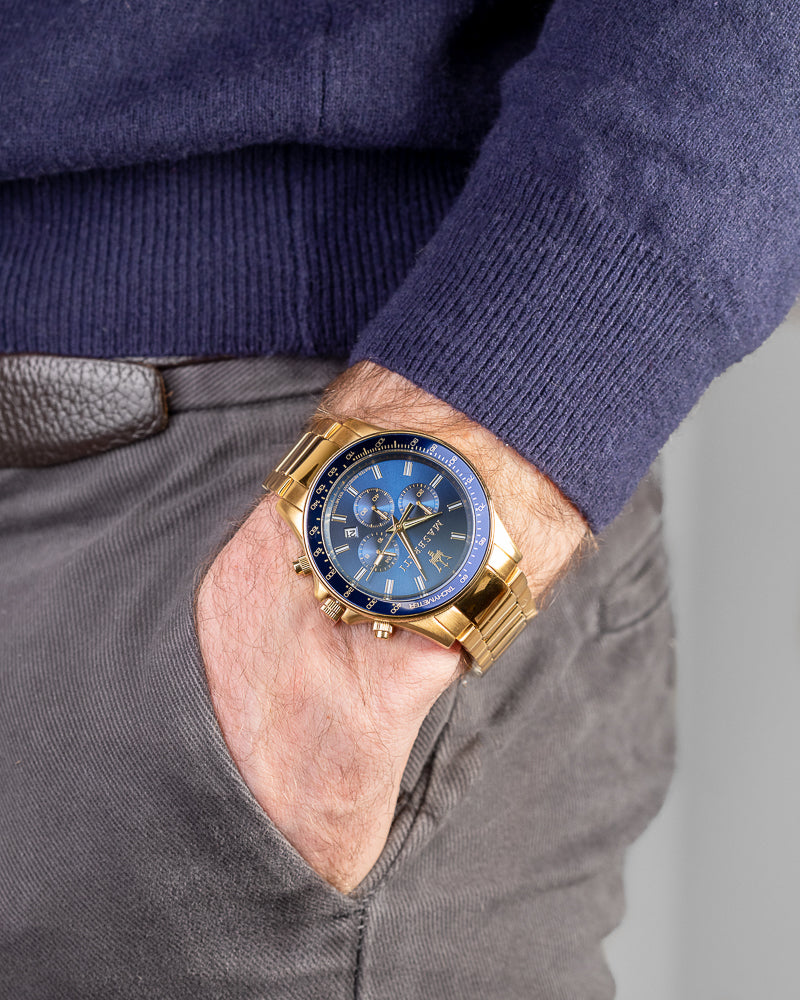 R8873640008-Maserati Men's R8873640008 SFIDA Golden Chrono Watch