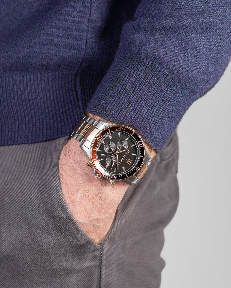 R8873640009-Maserati Men's R8873640009 SFIDA Chrono Black Dial Watch