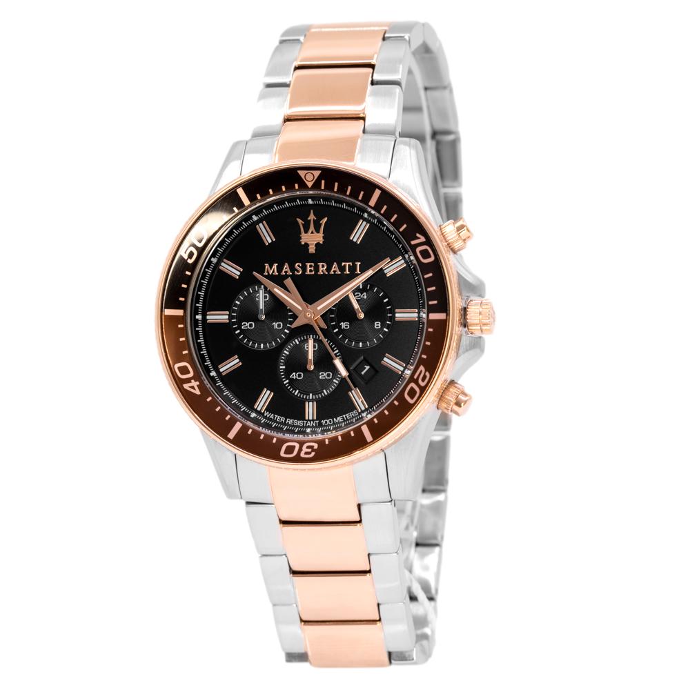 R8873640009-Maserati Men's R8873640009 SFIDA Chrono Black Dial Watch