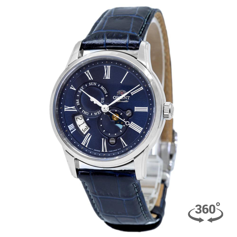 RA-AK0011D10B-Orient Men's RA-AK0011D10B Moonphase Blue Dial Watch