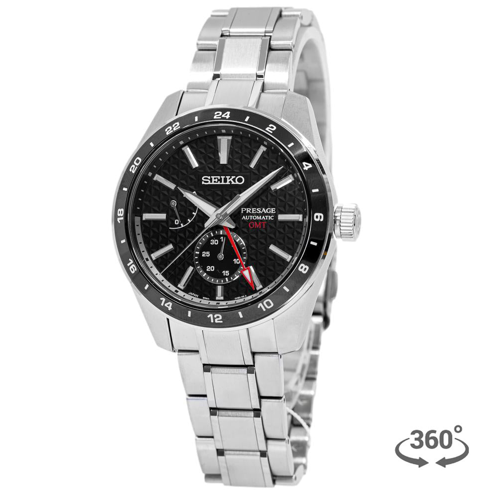 SPB221J1-Seiko Men's SPB221J1 Presage GMT Black Dial Watch