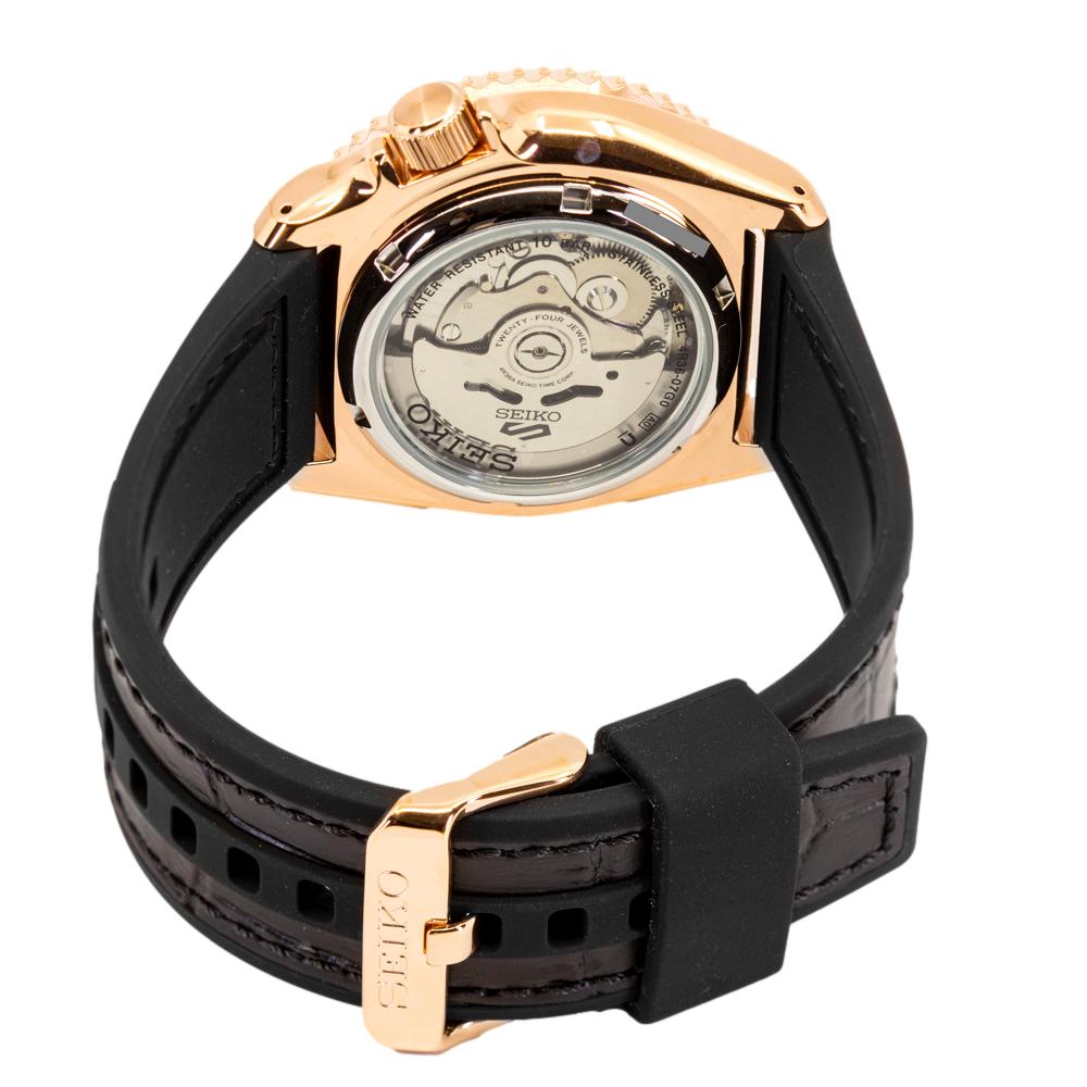 SRPD76K1-Seiko Men's SRPD76K1 Sports Black Dial Rose Gold PVD Watch