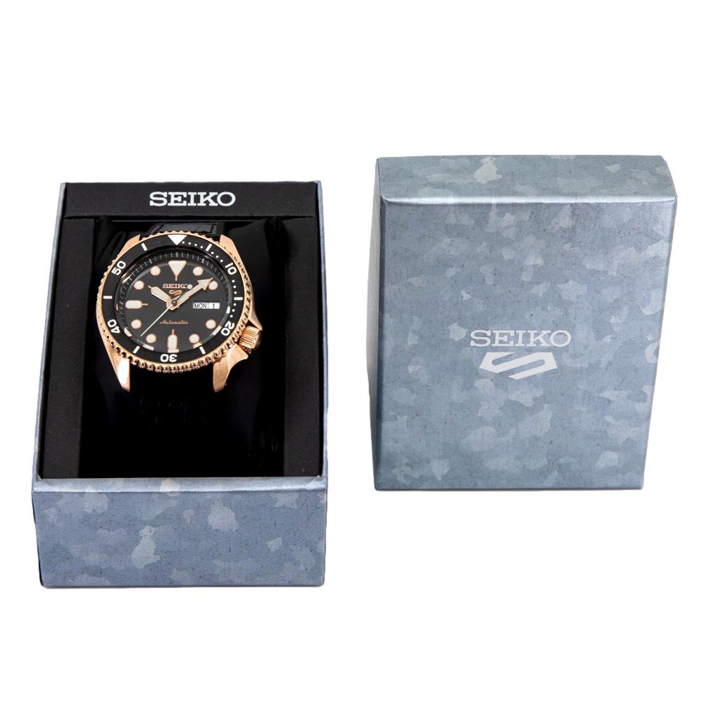 SRPD76K1-Seiko Men's SRPD76K1 Sports Black Dial Rose Gold PVD Watch