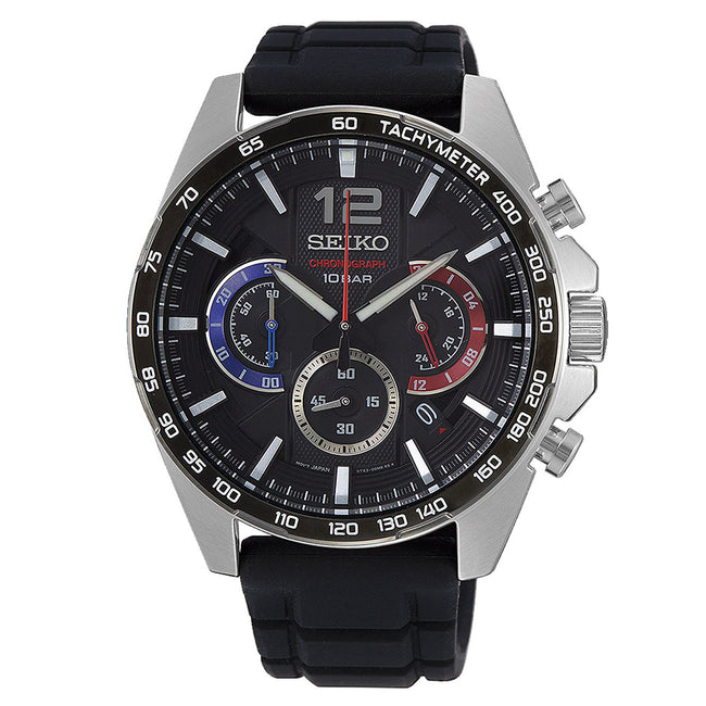 SSB347P1-Seiko Men's SSB347P1 Discover More Black Dial Watch