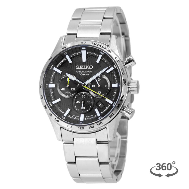 Seiko Men\'s SSB413P1 Sport Chronograph Black Dial Watch