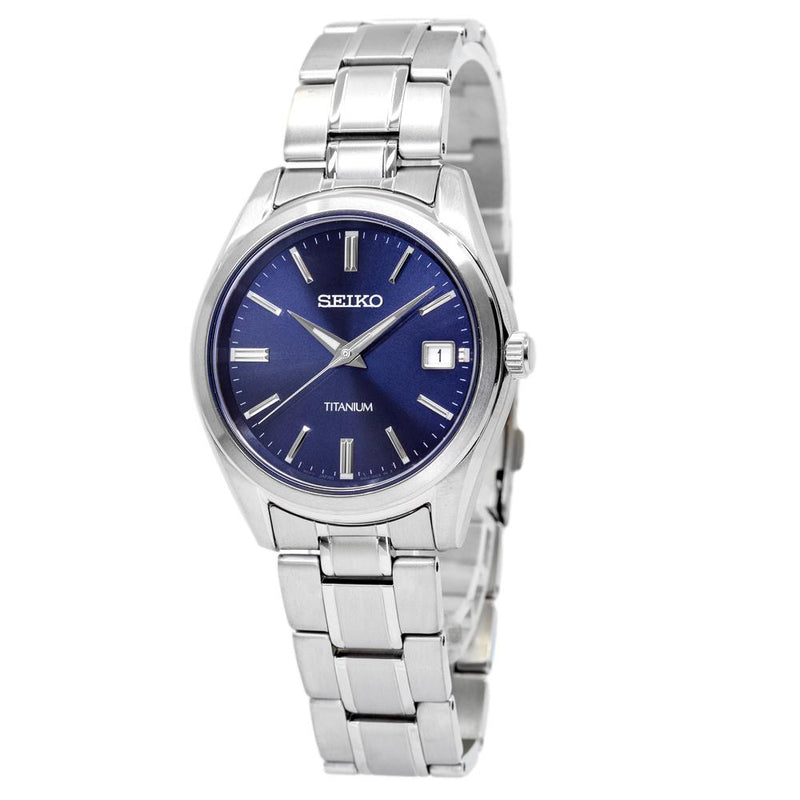 Seiko Men's SUR373P1 Heren Titanium Blue Dial Watch
