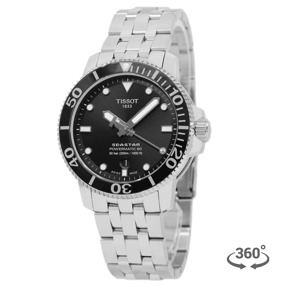 T1204071105100-Tissot Men's T120.407.11.051.00 Seaster Black Dial Watch
