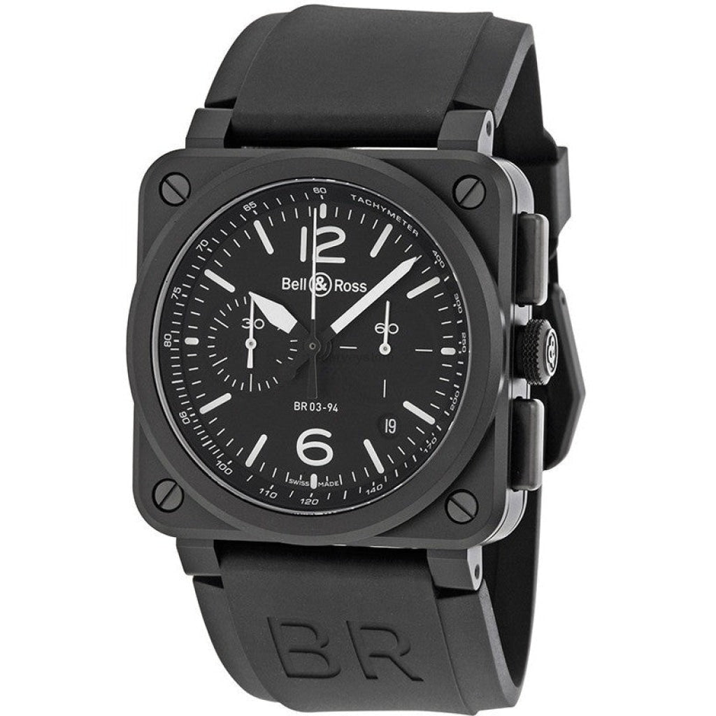 Bell & Ross Men's BR0394-BL-CE Aviation Chronograph Steel Automatic Watch