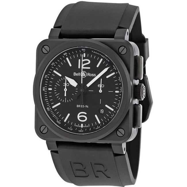 Bell & Ross Men's BR0394-BL-CE Aviation Chronograph Steel Automatic Watch