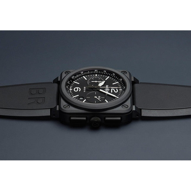 Bell & Ross Men's BR0394-BL-CE Aviation Chronograph Steel Automatic Watch