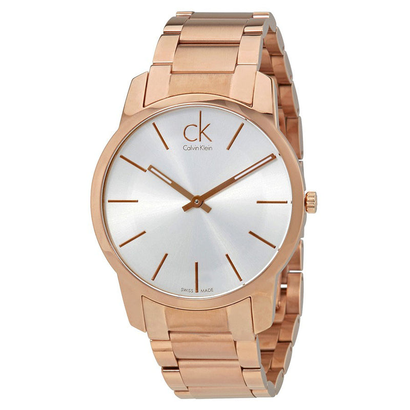 ck Calvin Klein Men's K2G21646 Silver Dial City Rose Gold Tone Watch