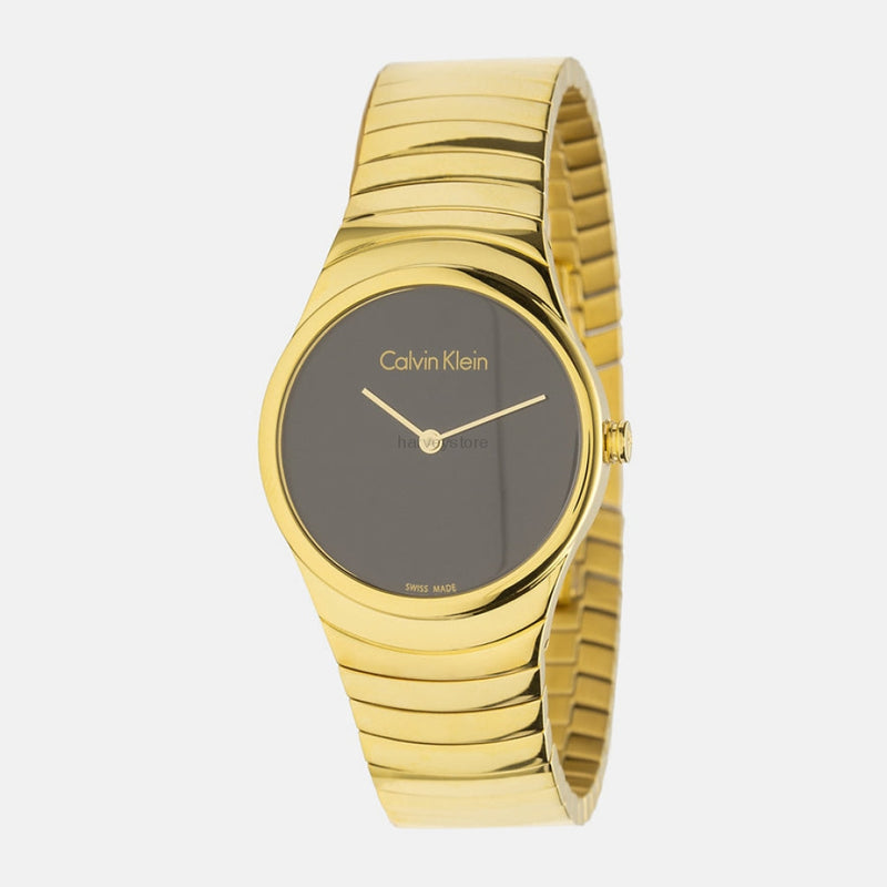 Ck Calvin Klein Ladies K8A23541 Whirl Gold Tone Stainless Steel Watch Watch
