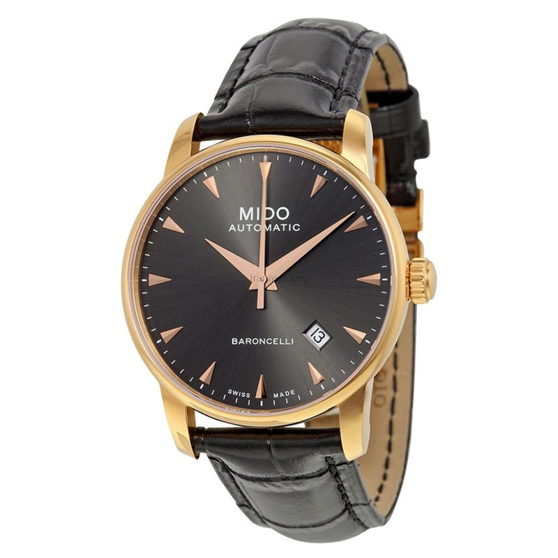 Mido Men`s M86003134 Baroncelli Ii Automatic Black Dial Leather Watch Watch