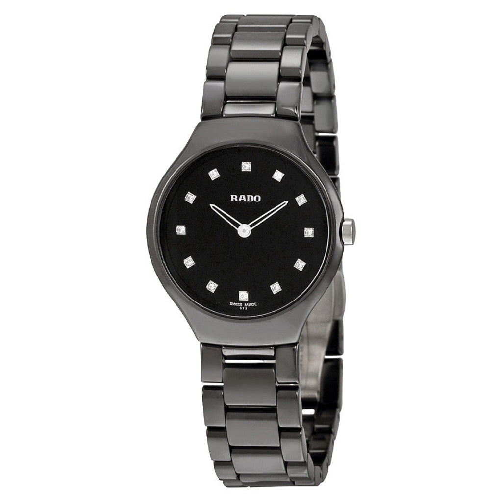 R27742732-Rado R27742732 Ladies True Thinline Black Ceramic Watch