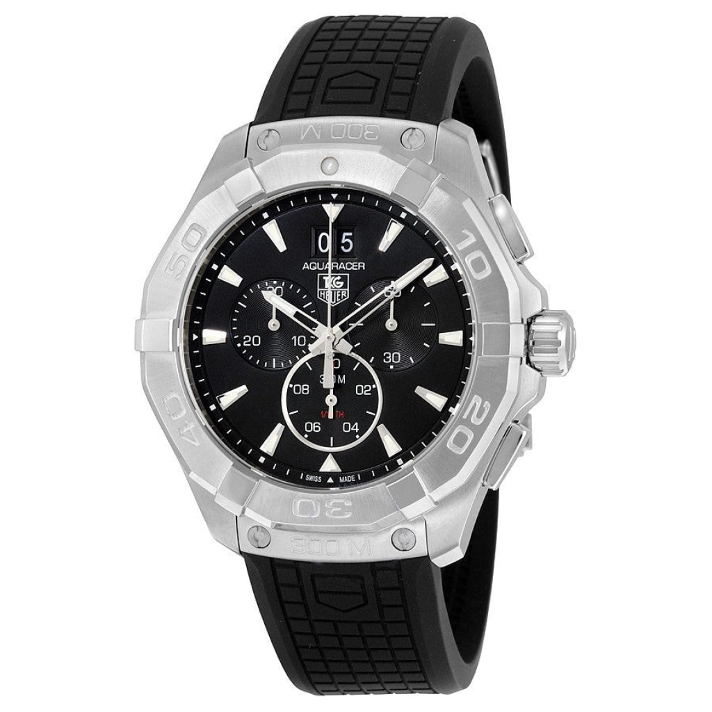 Tag Heuer Men's CAY1110.FT6041 Aquaracer Black Dial Chronograph Rubber