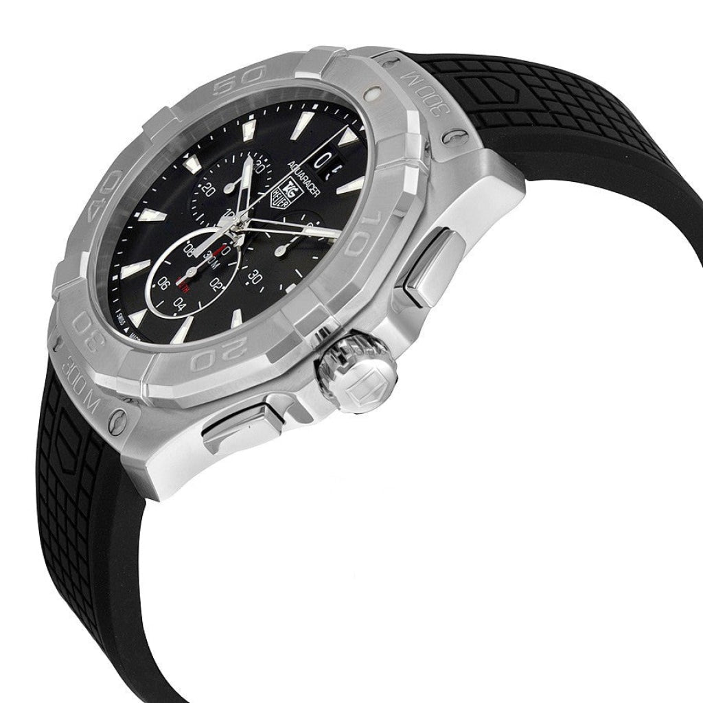 Tag Heuer Men's CAY1110.FT6041 Aquaracer Black Dial Chronograph Rubber